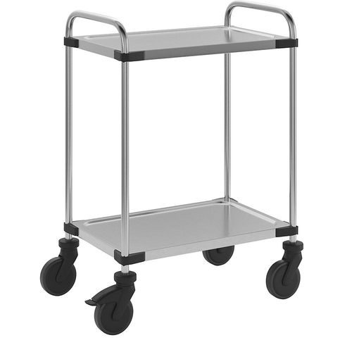 Edelstahl-Servierwagen 640-RL, mit 2 Etagen, montiert, Tragfähigkeit 120 kg kaiserkraft