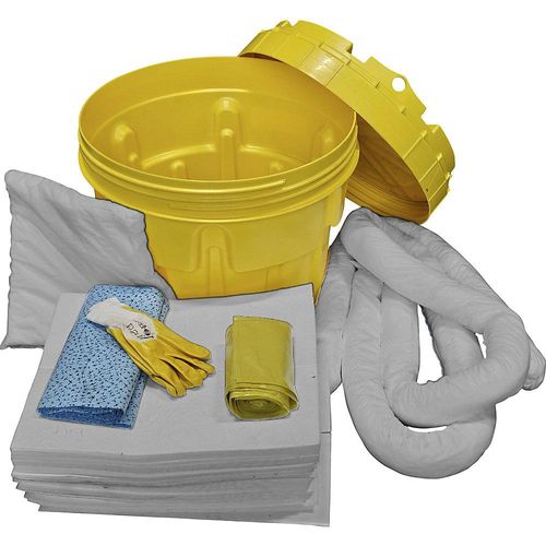 eurokraft basic Leckage-Notfallset, in Sicherheitsfass, Bindung 75 l, Ausführung universal, grau