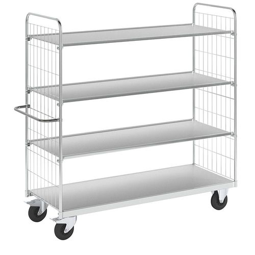 Kongamek Flexibler Etagenwagen, mit 4 Böden, Länge 1790 mm, Lenkrollen mit Stopp