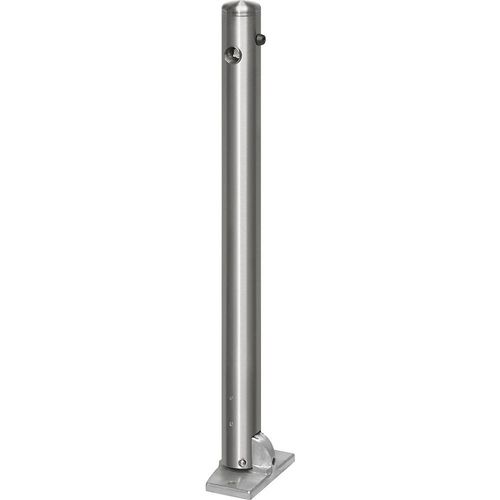 Edelstahl-Sperrpfosten, mit Abschlusskappe, Bodenplatte zum Aufdübeln, Ø 76 mm, Dreikant kaiserkraft