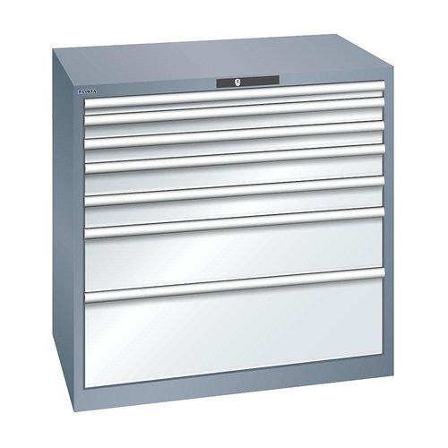 LISTA Schubladenschrank, 7 Schubladen, BxTxH 1023 x 725 x 1000 mm, grau metallic / lichtgrau