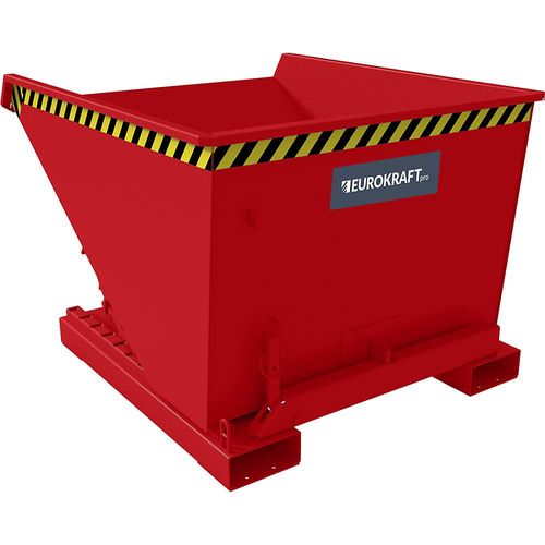 eurokraft pro Kippbehälter inkl. Abrollmechanismus, Volumen 0,6 m³, LxBxH 1260 x 1070 x 835 mm, rot