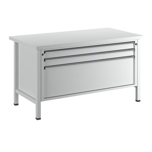 ANKE Werkbank mit XL/XXL-Schubladen, Gestellbauweise, Breite 1500 mm, 3 Schubladen, Universalplatte, Front lichtgrau Image