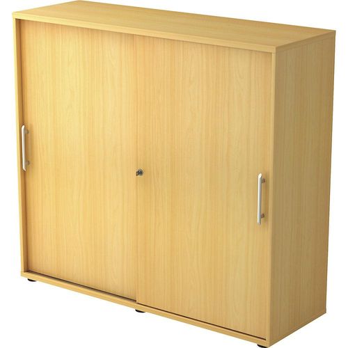 Schiebetürenschrank, je 2 Fachböden, 1 Trennwand, HxBxT 1100 x 1200 x 400 mm, Buche-Dekor kaiserkraft