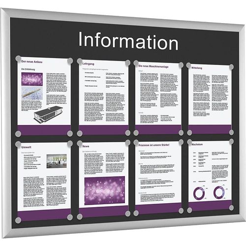 Aushangtafel, für 8 x DIN A4, anthrazit kaiserkraft