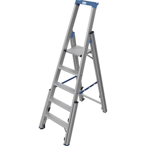 KRAUSE Treppen-Stufenstehleiter, mit Niveauausgleich, einseitig begehbar, 5 Stufen