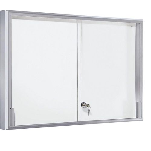 eurokraft pro Schaukasten, Alu-Rahmen, Schiebetüren, 8 x DIN A4, BxHxT 910 x 670 x 50 mm, Rahmen eckig