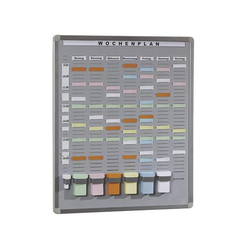 EICHNER T-Card Systemtafel, Hartschaum-Trägerplatte, grau, BxH 656 x 608 mm, mit 35 Fächern und 7 Reihen