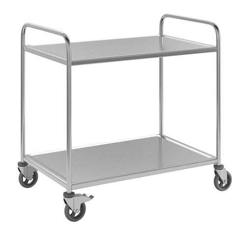 Edelstahl-Servierwagen, 2 Etagen, luftidentische Reifen, LxBxH 1070 x 670 x 970 mm kaiserkraft