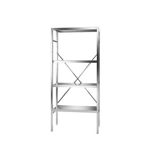 Edelstahl-Steckregal, 4 glatte Fachböden, Fachbodenbreite x Tiefe 740 x 440 mm, Grundregal kaiserkraft