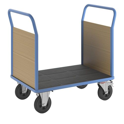 eurokraft pro Plattformwagen mit Holzwänden, mit 2 Stirnwänden, LxB 1050 x 700 mm, lichtblau Image