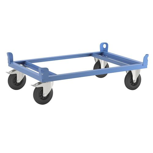eurokraft pro Fahrgestell aus Stahl, für Europaletten, Tragfähigkeit 500 kg, Ladehöhe 280 mm, blau