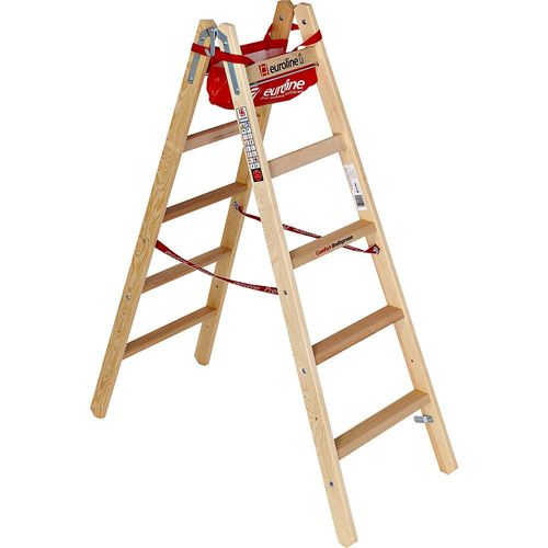 Holz-Stehleiter mit Komfort-Breitsprossen, beidseitig begehbar, 2 x 5 Sprossen kaiserkraft