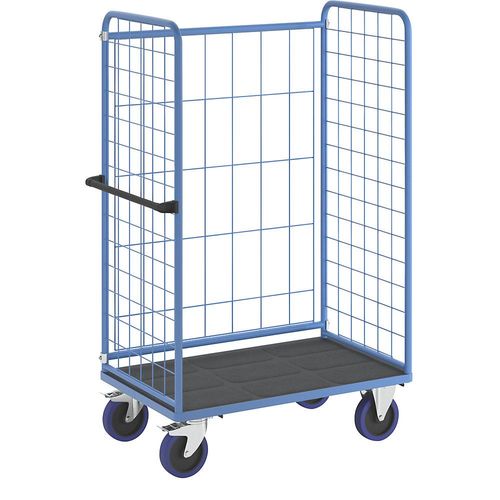 eurokraft pro Etagenwagen, mit 3-seitigen Gitterwänden, Ladeflächen-LxB 1140 x 730 mm, 1 Etage