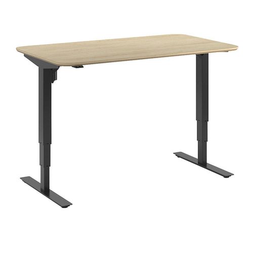 Schreibtisch Atlanta Trend, elektrisch höhenverstellbar, gerade, abgerundete Ecken, BxT 1400 x 800 mm, Eiche/schwarz kaiserkraft Image