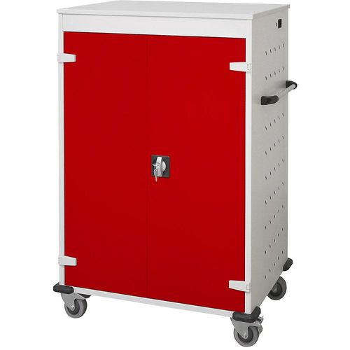 Laptop-Ladewagen, mit 20 Fächern, lichtgrau / verkehrsrot kaiserkraft