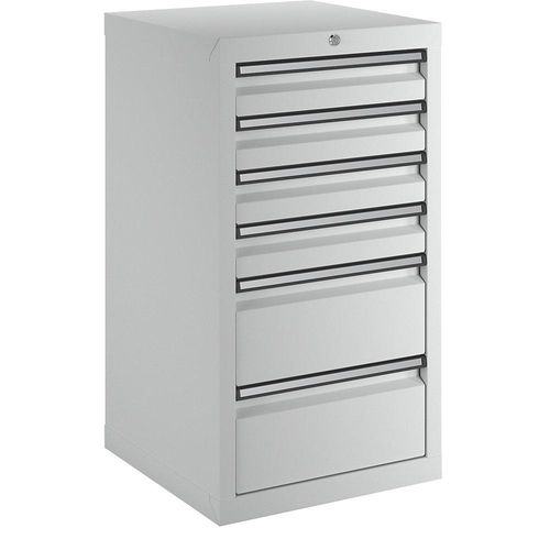 Schubladenschrank, HxBxT 900 x 500 x 500 mm, 4 Schubladen 100 mm hoch, 2 Schubladen 200 mm, Korpus und Schubladen grau kaiserkraft