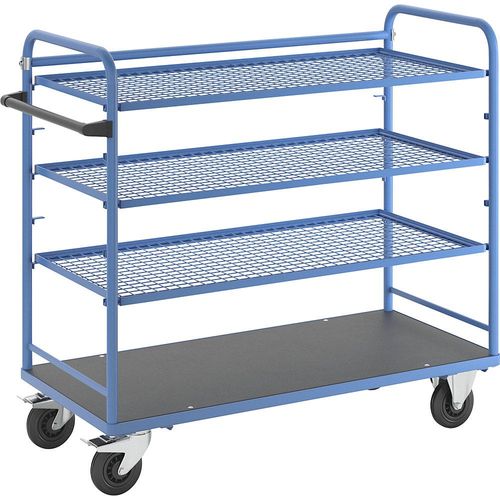 eurokraft pro Regalwagen, für 5 Etagenböden, inkl. 3 Etagenböden, mit Gitterboden