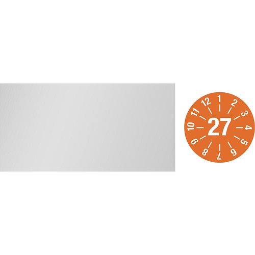 Kabelprüfplakette, Jahresplakette, LxH 60 x 20 mm, 27, orange kaiserkraft