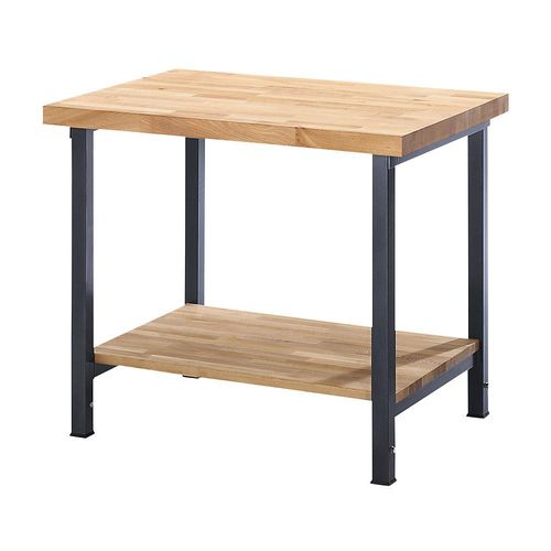 eurokraft pro Höhenverstellbare Werkbank, Gestellbauweise, 1 Ablageboden, Breite 2000 mm, Gestell anthrazit-metallic