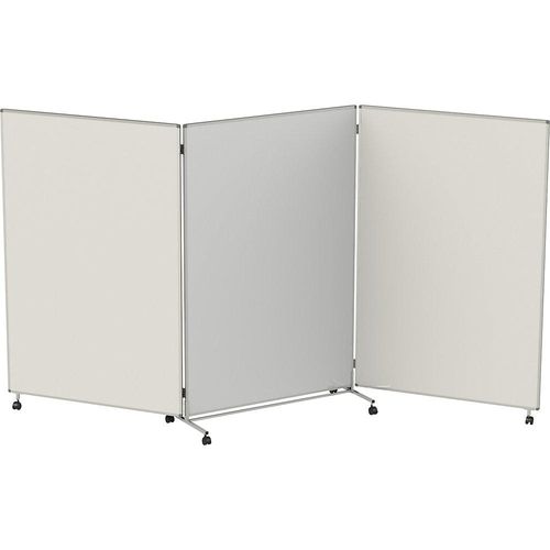 eurokraft pro Präsentationswand/Trennwand, mobil, faltbar, beschreibbar, magnethaftend, desinfektionsmittelbeständig, HxBxT 1905 x 1218/3664 x 500 mm