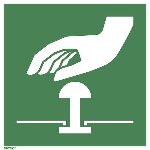 Rettungszeichen, Not-Halt-Knopf, VE 10 Stk, Folie, 200 x 200 mm kaiserkraft