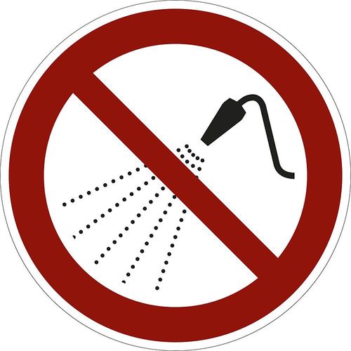 Verbotszeichen, Mit Wasser spritzen verboten, VE 10 Stk, Folie, Ø 200 mm kaiserkraft