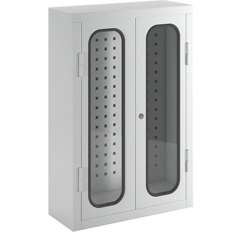 Werkzeug-Hängeschrank mit Sichtfenster, mit Loch-Rückwand, HxBxT 750 x 500 x 200 mm, lichtgrau kaiserkraft