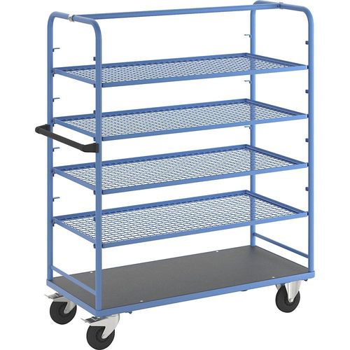eurokraft pro Regalwagen, für 8 Etagenböden, inkl. 4 Etagenböden, mit Gitterboden