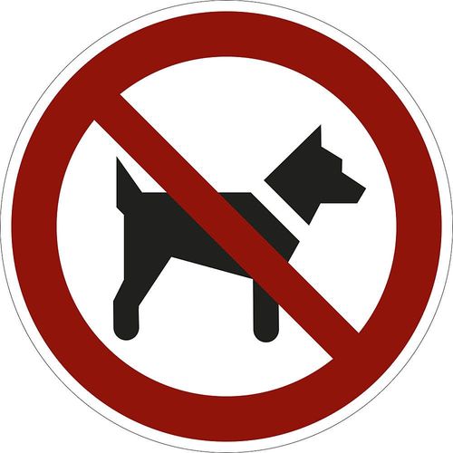 Verbotszeichen, Mitführen von Hunden verboten, VE 10 Stk, Folie, Ø 200 mm kaiserkraft
