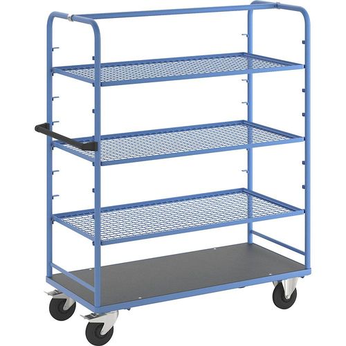 eurokraft pro Regalwagen, für 8 Etagenböden, inkl. 3 Etagenböden, mit Gitterboden