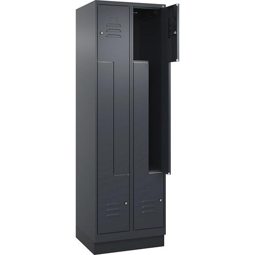 C+P Z-Spind Classic PLUS, 2 Abteile, grau, B 600 mm, mit Bodensockel, Zylinderschloss Image