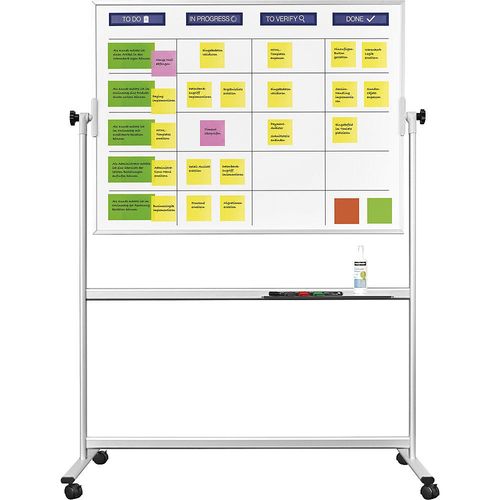 magnetoplan Scrumboard, XL-Set inkl. Zubehör, Tafel-BxH 1800 x 1200 mm, mobil