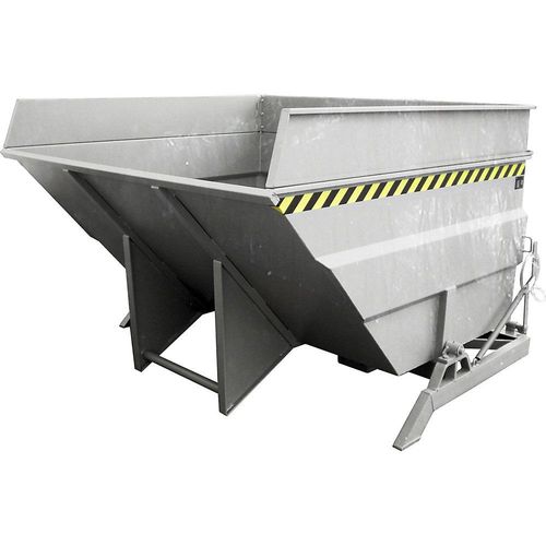 eurokraft pro XXL-Kippbehälter mit Aufrichthilfe, Volumen 4 m³ mit Aufsatzrahmen, feuerverzinkt