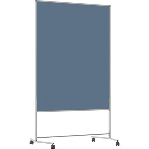 eurokraft basic Moderationswand, mobil, Textilbezug / Whiteboard, BxH 1200 x 1500 mm, graublau
