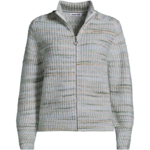Strick-Cardigan mit Reißverschluss, Damen,  Grün, Wolle/Polyester/Nylon, by Lands' End
