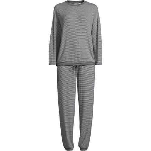 Silky Knit Lounge-Set, Damen,  Grau, Polyester/Viskose/Polyester-Mischung, by Lands' End