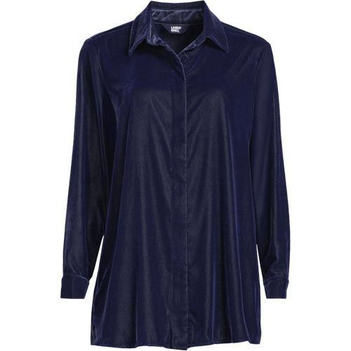 Samtbluse für Damen, Damen, size: regular, Blau, Polyester, by Lands' End