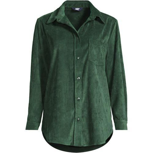 Stretchcord-Bluse, Damen,  Grün, Polyester/Nylon/Viskose, by Lands' End