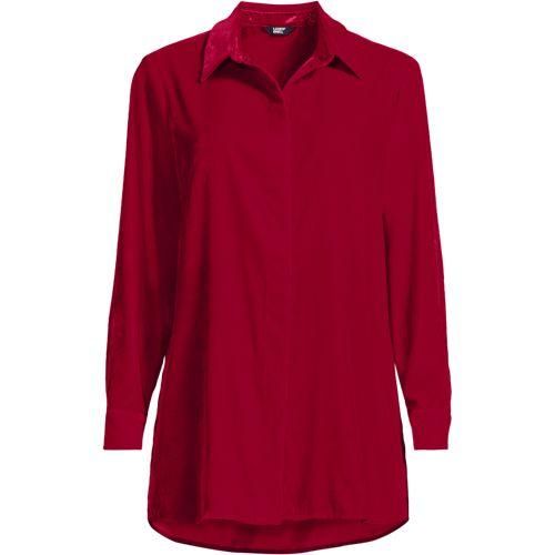 Samtbluse, Damen,  Rot, Polyester, by Lands' End
