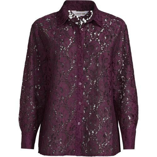 Spitzenbluse aus Baumwoll-Mix für Damen, Damen, size: regular, Rot, Baumwolle/Polyester, by Lands' End