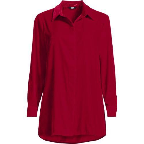 Samtbluse, Damen,  Rot, Polyester, by Lands' End