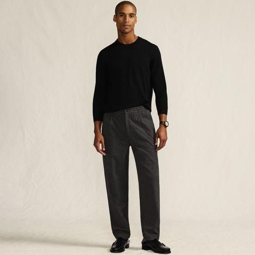 Wool Touch Hose, Herren,  Grau, Polyester/Viskose/Polyester-Mischung, by Lands' End