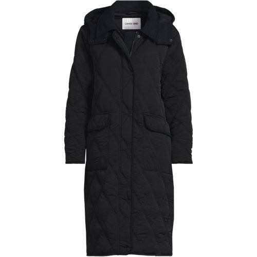 Steppmantel FeatherFree mit Kapuze, Damen,  Schwarz, Nylon, by Lands' End