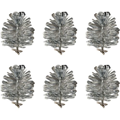 Weihnachtsbaumklammer CREATIV GREEN "Weihnachtsdeko aussen, Christbaumschmuck", silber (silberfarben), H:10cm Ø:7,5cm, Kunststoff, Weihnachtsbaumschmuck, Weihnachtsbaumschleife Weihnachtsbaumschmuck Weihnachtsanhänger Weihnachtsbaumklammer Weihnachtsbaumspitze, in Metallic-Optik