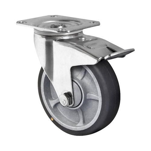 TPE-Reifen auf PP-Felge, ESD, ab 2 Stk, Rad-Ø x Breite 100 x 32 mm, Lenkrolle mit Doppelstopp kaiserkraft Image