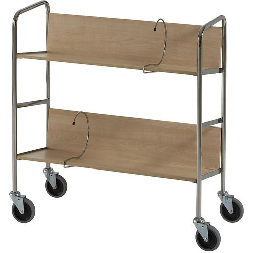 HelgeNyberg Aktenordnerwagen verchromt, 2 Etagen, LxBxH 800 x 340 x 840 mm, Birke-Dekor, ab 5 Stk