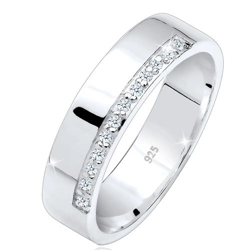 Elli Ringe - Ring Bandring Basic Diamanten (0.06 ct.) 925 Silbe - Gr. 54 MM - in Weiß - für Damen Image
