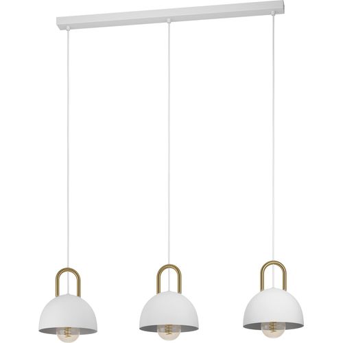 CALMANERA Hängeleuchte Hängelampe Pendellampe Pendelleuchte - L90 x B20 x H110 cm - weiß, messing - 3X40W exkl. - IP20 Image