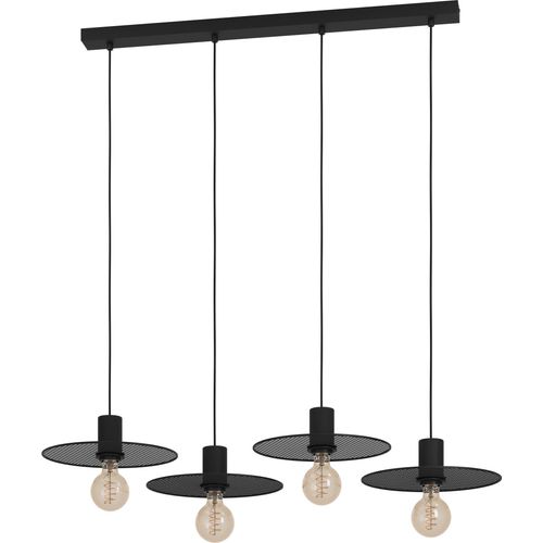 EGLO Pendelleuchte Esstisch Ikeston, Hängelampe für Wohnzimmer und Esszimmer, Metall Esszimmerlampe mit Streckgitter in schwarz, Lampe mit E27 Fassung
